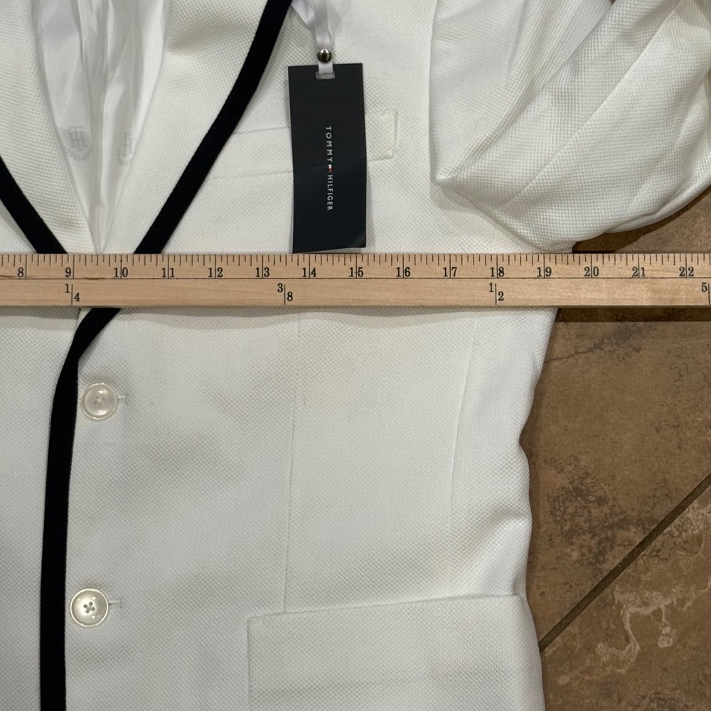Tommy Hilfiger Willis Blazer Mens 38S White Blue Piping Sport Coat Yacht Preppy - Picture 5 of 7